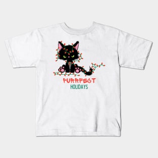 Purrfect Christmas Holidays Celebration Kids T-Shirt